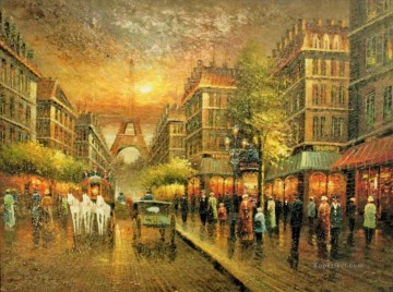 st032B impressionism scenes Parisian Oil Paintings